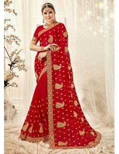 Sari rouge mariage amrita saree indien bollywood  - 1