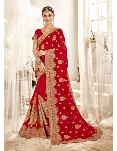 Sari rouge mariage amrita saree indien bollywood  - 1