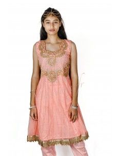 Salwar Kameez fille Preeti saree Corail bollywood  - 1 2
