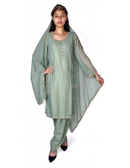 Robe indienne pas cher Vert pistache Nisha  - 1