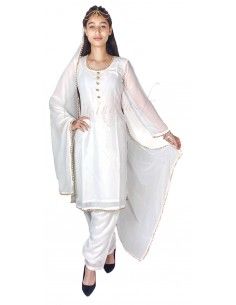 Robe indienne pas cher Blanc Nisha  - 1