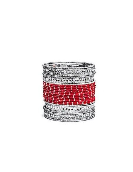Bangles Argenté et Rouge  - 1