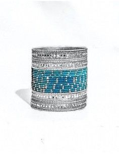 Bangles Argenté et bleu turquoise  - 1