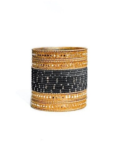 Bangles Bracelets indiens doré et noir  - 1