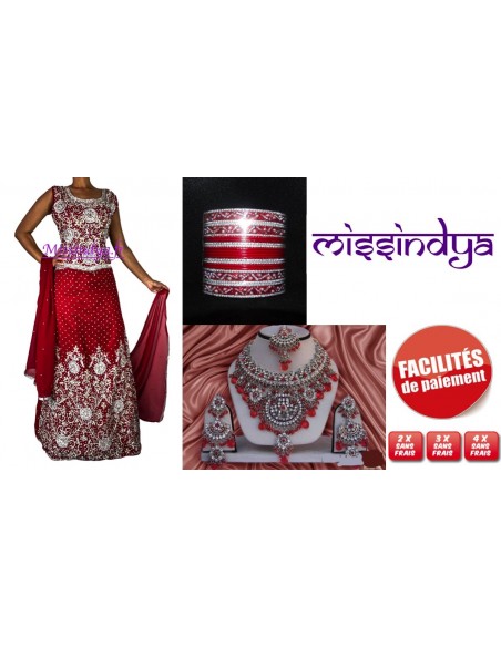 Pack Marié Lehenga rouge Pack Mariage Lehenga sari