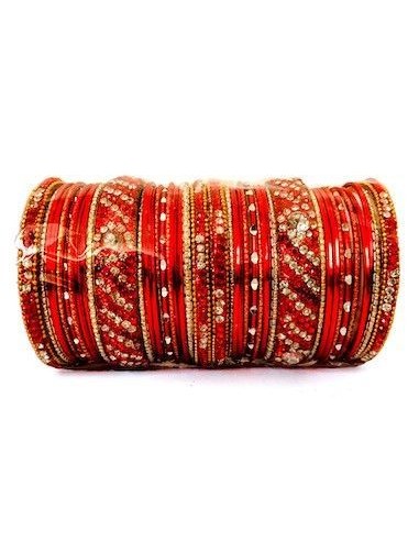 Bangles bracelets perlé rouge et doré GF  - 1