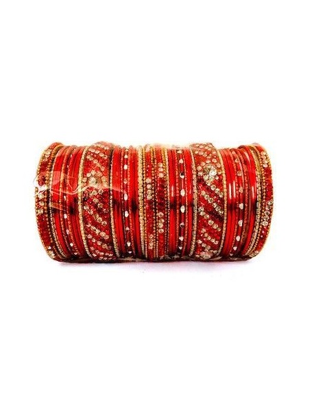 Bangles bracelets perlé rouge et doré GF  - 1