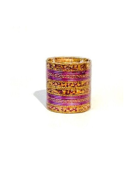 Bangles bracelets enfant doré mauve  - 1