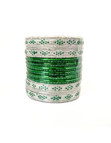 Bracelets indien vert et argenté  - 1
