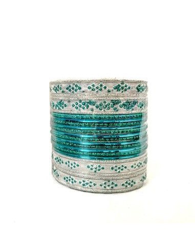 Bracelets indien Bleu vert at argenté  - 1