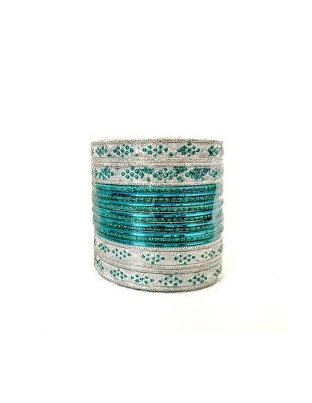 Bracelets indien Bleu vert at argenté  - 1