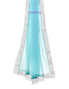 Chale etole Dupatta indienne Bleu ciel argenté  - 1 2