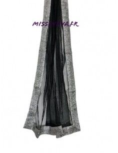 Chale indienne etole Dupatta Noir et argenté  - 2 2