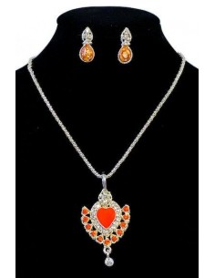 Pendentif Argenté et orange 006  - 1 2