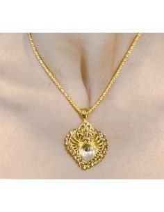 Pendentif pas cher doré  ambré coeur OCT19  - 1 2