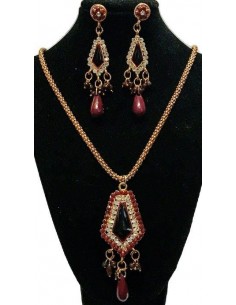 Pendentif indien rouge bordeaux et doré 005  - 1 2