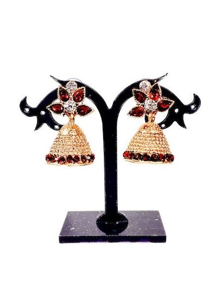 Boucles d’oreilles  jhumka bordeaux  - 1