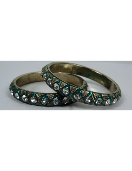 Lot de 2 Bracelets perlé Bleu turquoise 011 Bijoux indiens