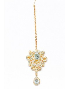Maang Tikka (Bijoux de tête) doré  - 1 2