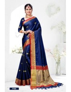 Sari indien aloka Bleu marine  - 1