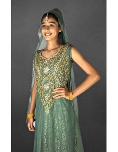 Salwar Kameez fille Longue vert Selma  - 1 2