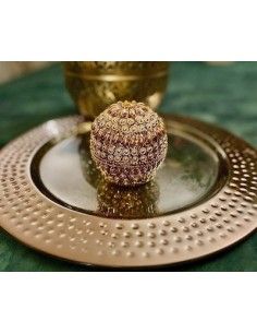 Boite bijoux perlé doré  - 1 2