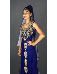 Salwar Kameez fille longue Bleu  - 1 2