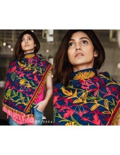 Khadi pashmina foulard indienne ethnique sagra noir  - 1 2