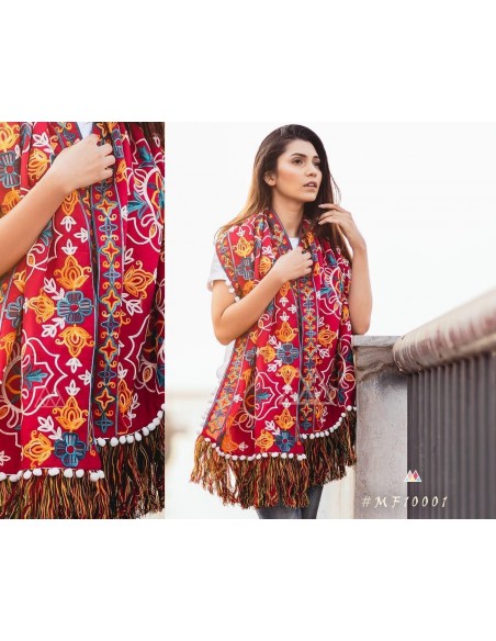 Khadi pashmina foulard indienne ethnique sagra multi couleur  - 2