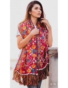 Khadi pashmina foulard indienne ethnique sagra multi couleur  - 1