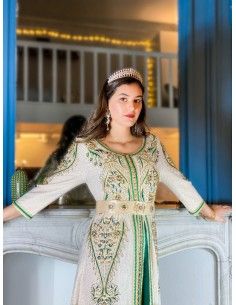 Caftan brocard doré et vert  - 2 2