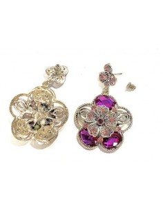 Boucles d'oreilles Deepa Doré & violet  - 1 2
