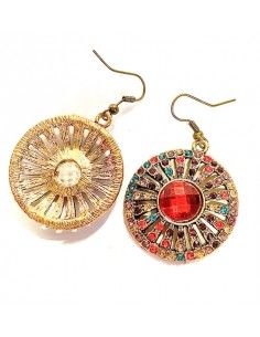 boucles d'oreilles ronde multicolor et doré  - 1 2
