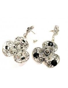 boucles d'oreilles noir et argentée  - 1 2