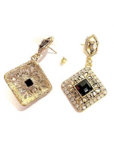 Boucles D'oreilles noir et dorée  - 1 2