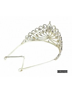 Diadème/Couronne argenté et strass vert émeraude  - 1 2