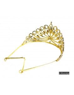 Diadème/Couronne doré et strass vert émeraude  - 1 2