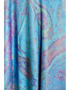 écharpe tissée pashmina bleu turquoise  - 1 2