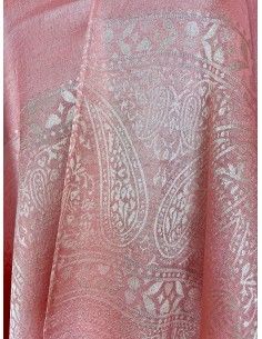 châle indien motif cachemire rose pâle  - 1 2