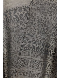 châle indien motif cachemire beige kaki  - 1 2