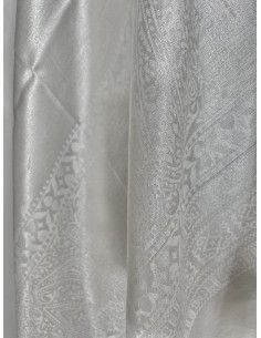 châle indien motif cachemire blanc soyeux  - 1 2