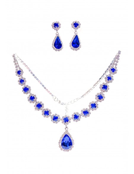 Parure glamour argenté et bleu royal  - 1