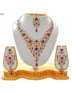 Parure Bijoux indiens Meena violet et doré  - 1 2
