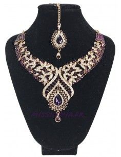 Parure Assia violet et doré  - 1 2