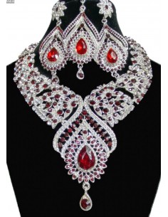 Parure indienne Assia rouge et argenté  - 1 2
