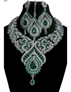Parure Assia vert et argenté  - 1 2