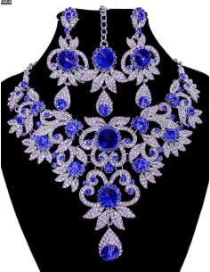 Parure Bollywood bleu royal et argenté  - 1 2