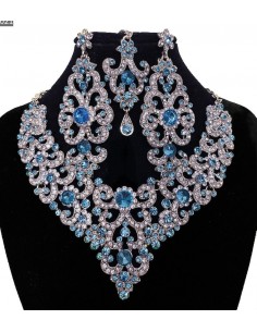 Parure indienne Preeya turquoise et argenté  - 1 2
