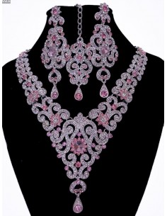 Parure Meena rose poudré et argenté  - 1 2