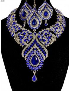 Parure Assia bleu royal et argenté  - 1 2